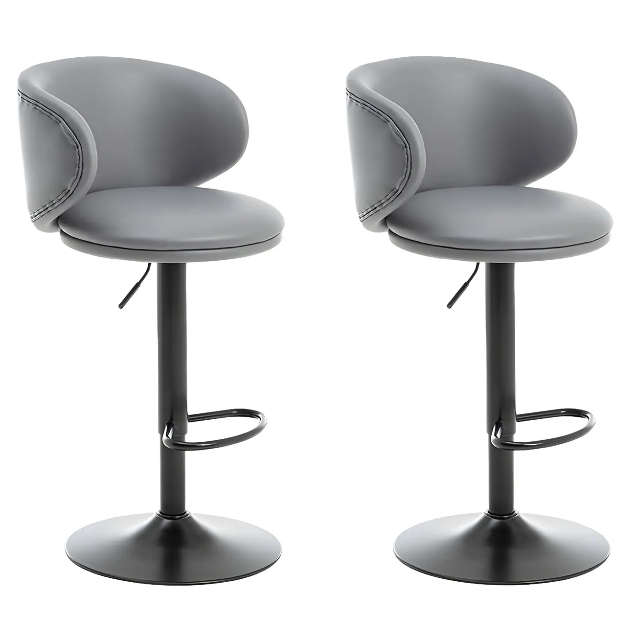 Traditional Upholstered Bar Stools with Height-Adjustable Seat Image - 7 | homeyfad