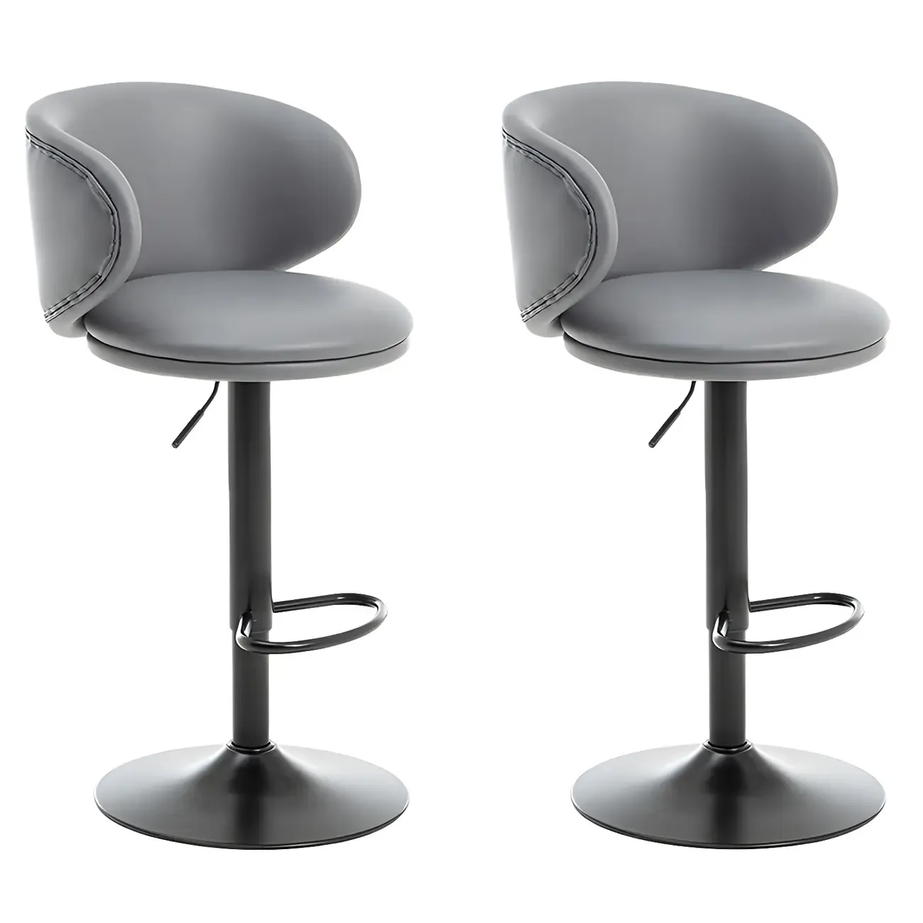 Traditional Upholstered Bar Stools with Height-Adjustable Seat Image - 7
