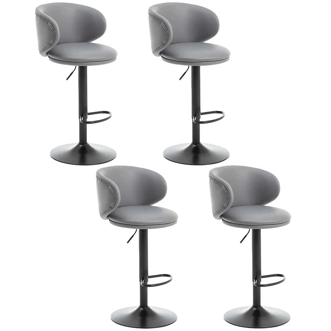 Traditional Upholstered Bar Stools with Height-Adjustable Seat Image - 8 | homeyfad