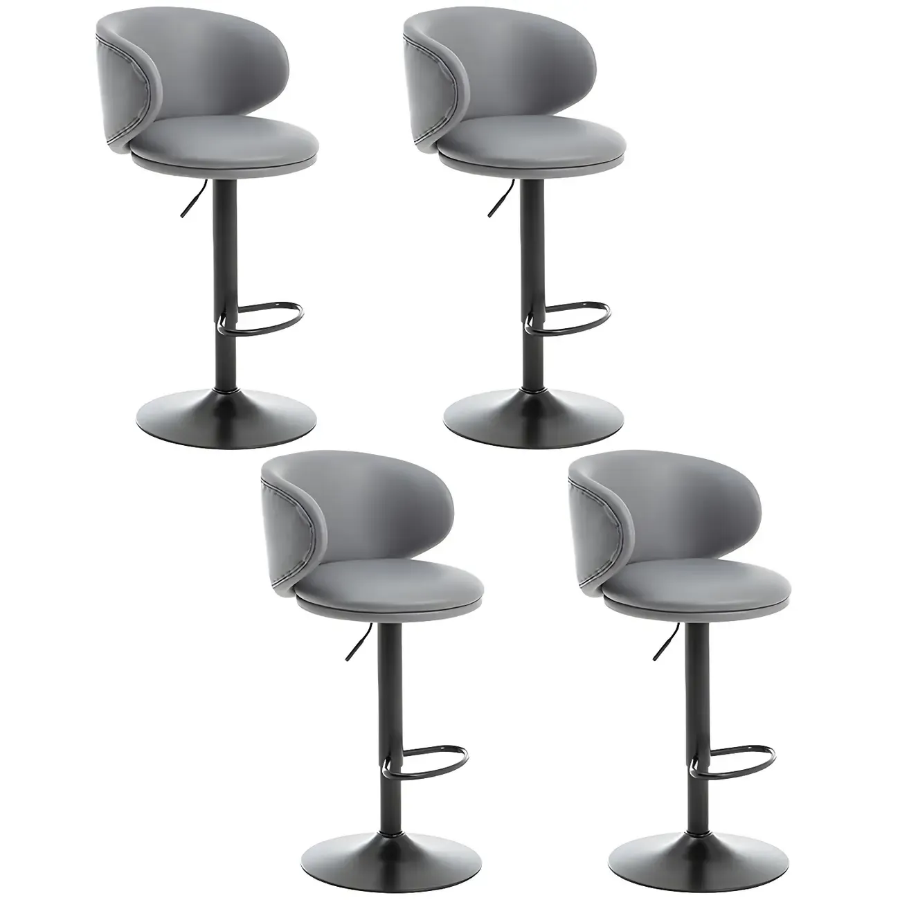 Traditional Upholstered Bar Stools with Height-Adjustable Seat Image - 8