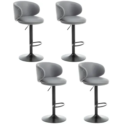 Traditional Upholstered Bar Stools with Height-Adjustable Seat Image - 8