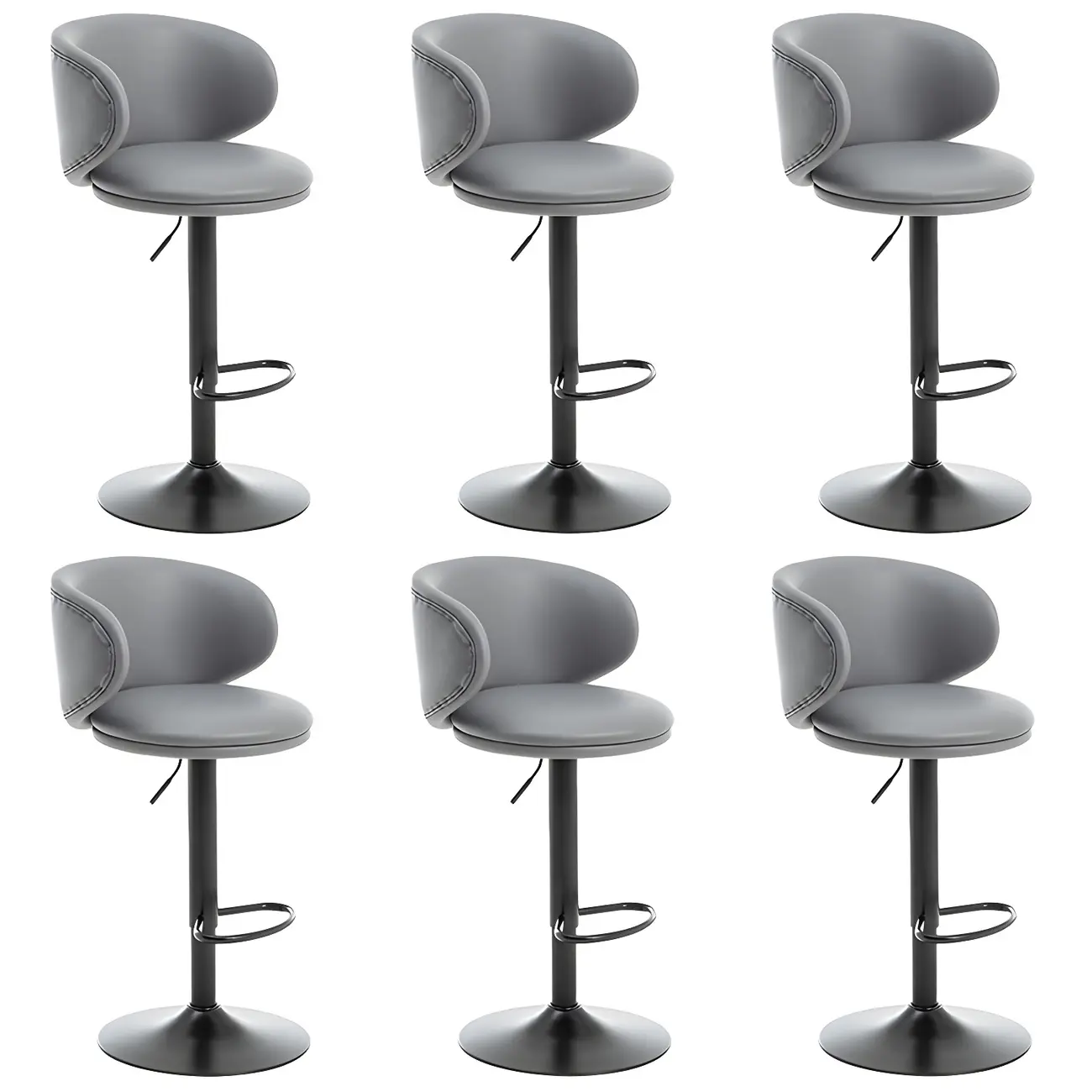 Traditional Upholstered Bar Stools with Height-Adjustable Seat Image - 9 | homeyfad