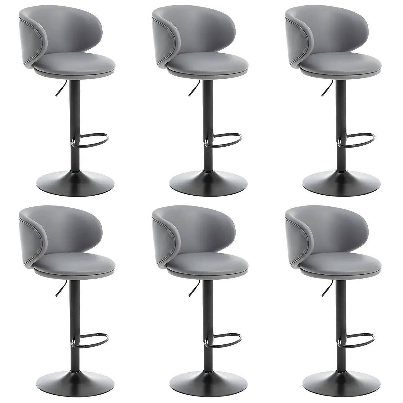 Traditional Upholstered Bar Stools with Height-Adjustable Seat Image - 9