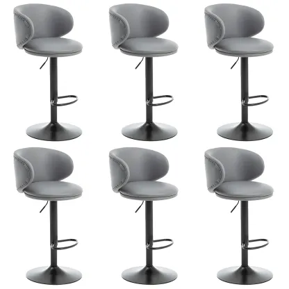 Traditional Upholstered Bar Stools with Height-Adjustable Seat Image - 9