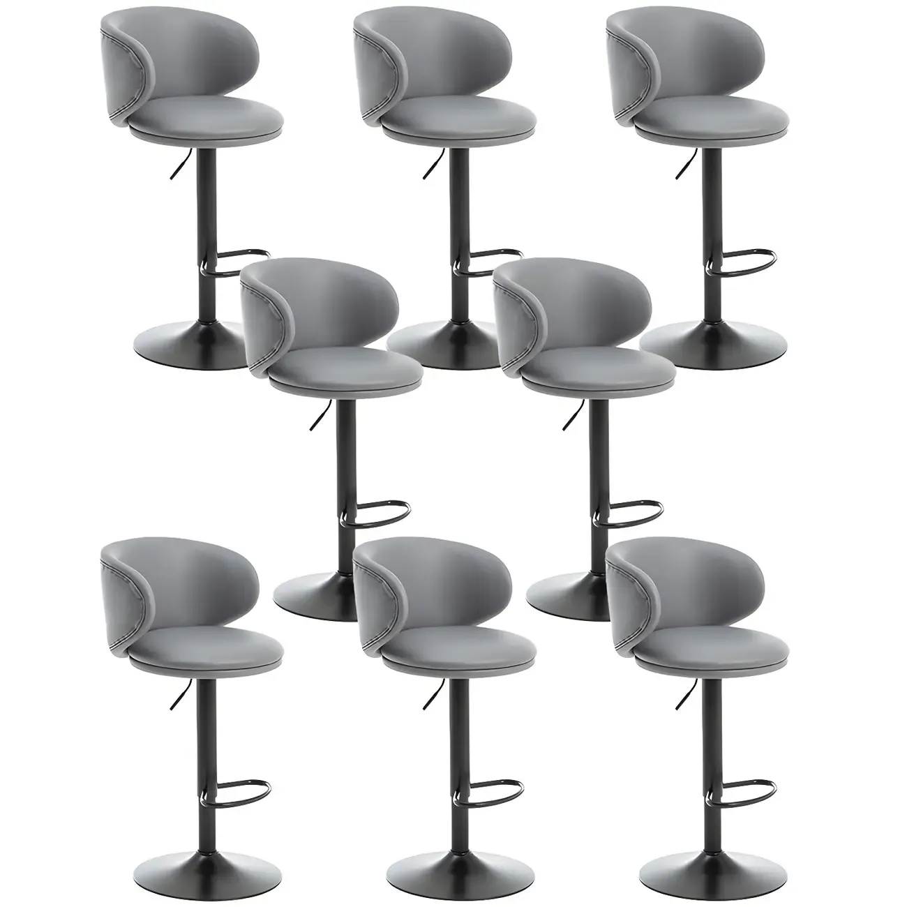 Traditional Upholstered Bar Stools with Height-Adjustable Seat Image - 10