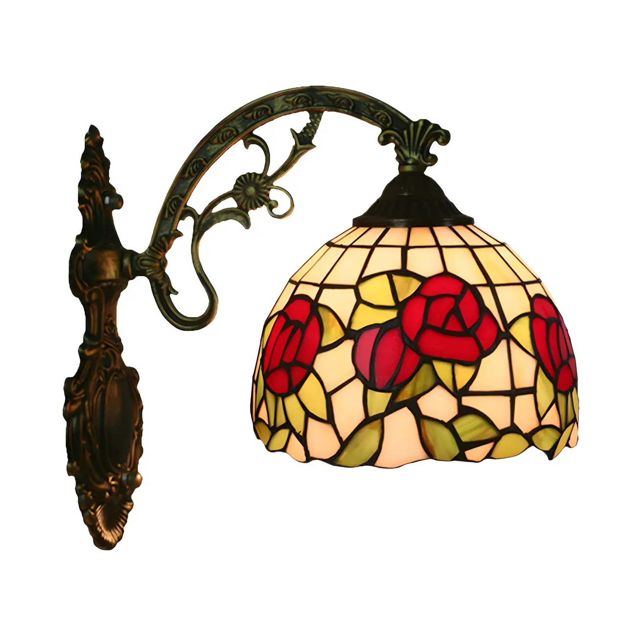 Vintage Tiffany Stained Glass Wall Light Floral Design Image - 7 | homeyfad