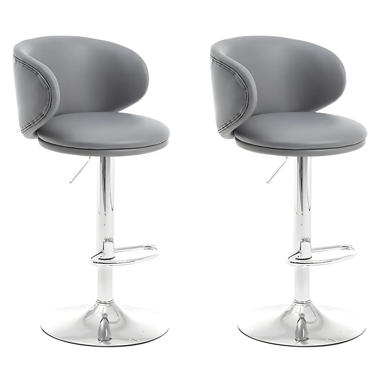 Traditional Upholstered Bar Stools with Height-Adjustable Seat Image - 15