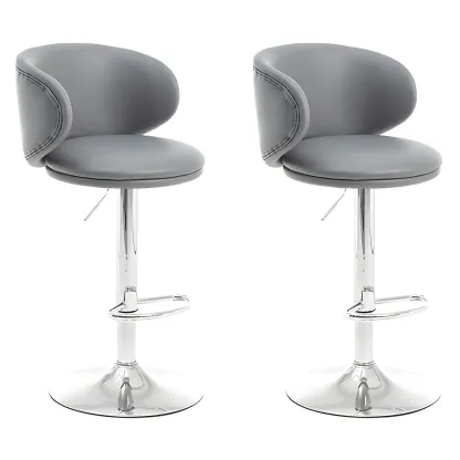 Traditional Upholstered Bar Stools with Height-Adjustable Seat Image - 15