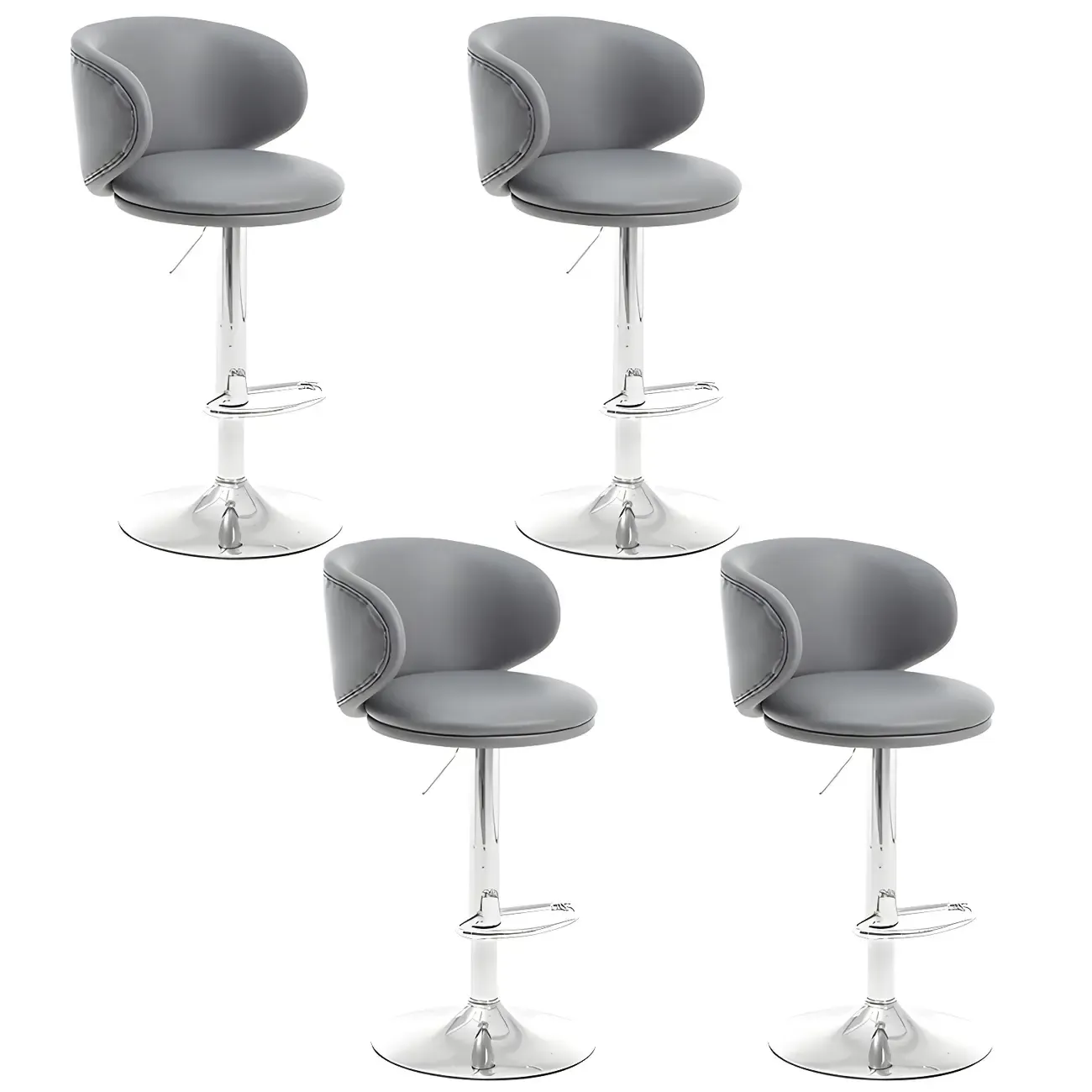 Traditional Upholstered Bar Stools with Height-Adjustable Seat Image - 17
