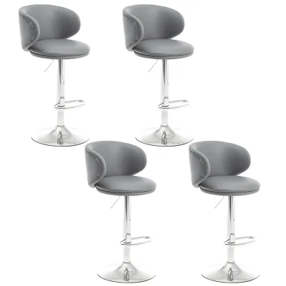 Traditional Upholstered Bar Stools with Height-Adjustable Seat Image - 17