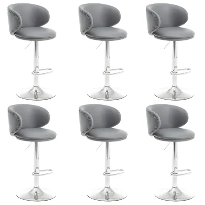 Traditional Upholstered Bar Stools with Height-Adjustable Seat Image - 18