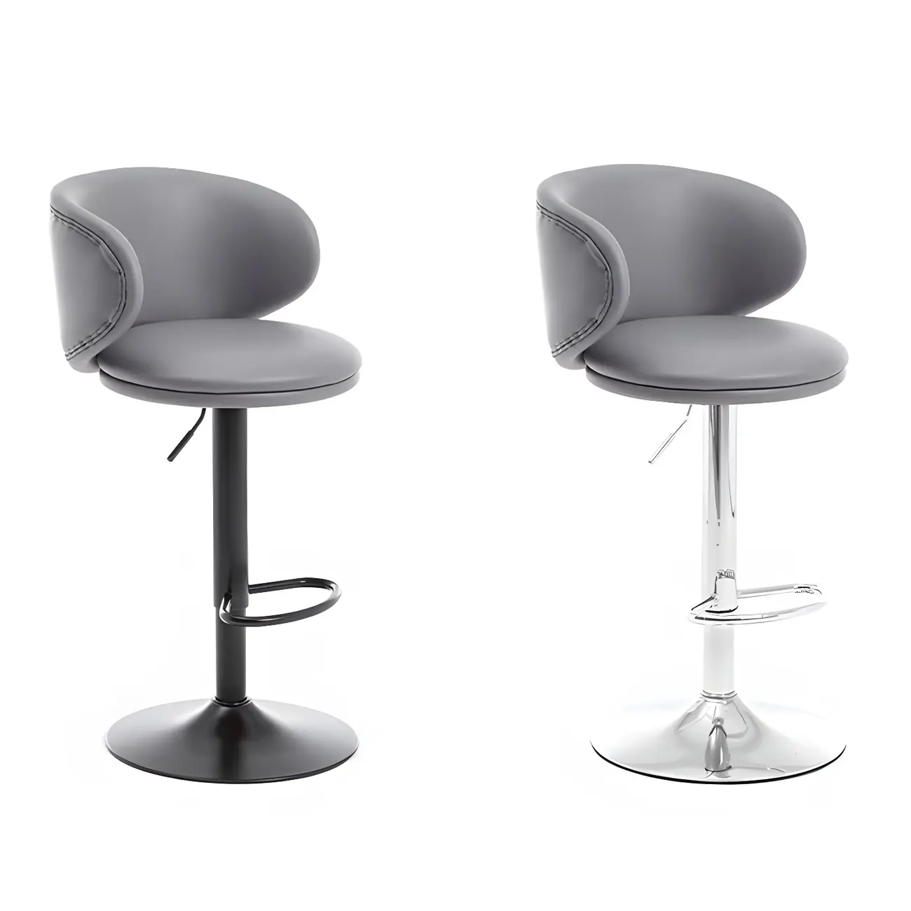 Traditional Upholstered Bar Stools with Height-Adjustable Seat Image - 20 | homeyfad