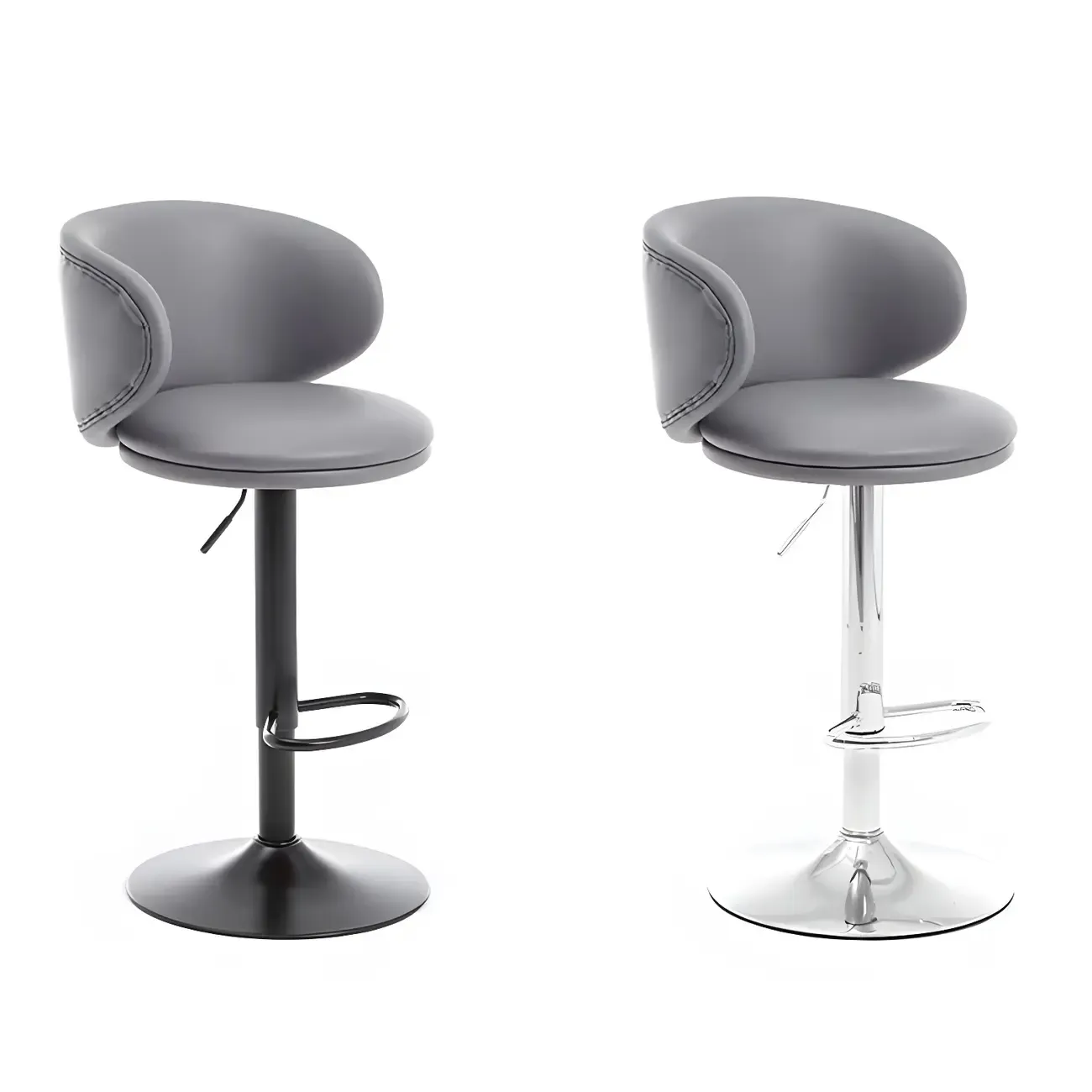Traditional Upholstered Bar Stools with Height-Adjustable Seat Image - 20