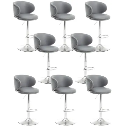 Traditional Upholstered Bar Stools with Height-Adjustable Seat Image - 21