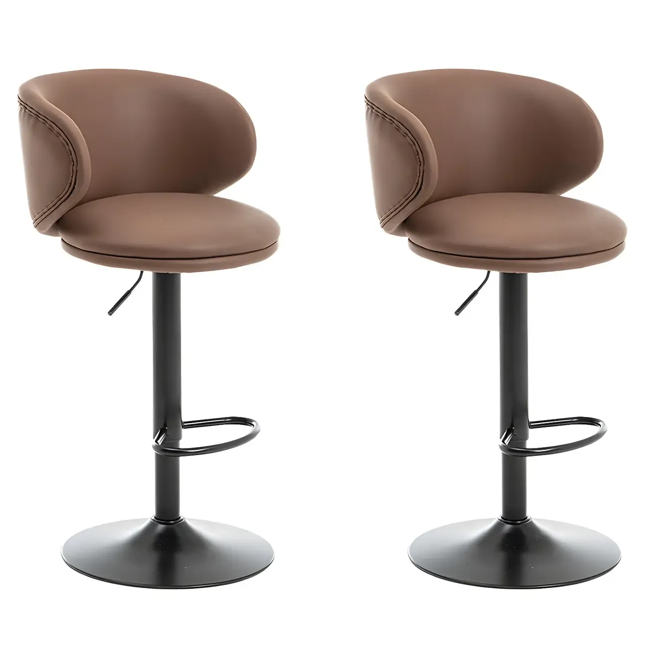 Traditional Upholstered Bar Stools with Height-Adjustable Seat Image - 23