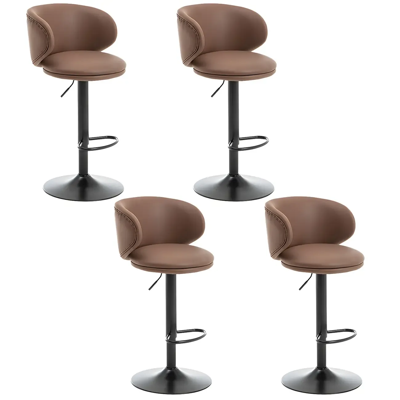Traditional Upholstered Bar Stools with Height-Adjustable Seat Image - 25