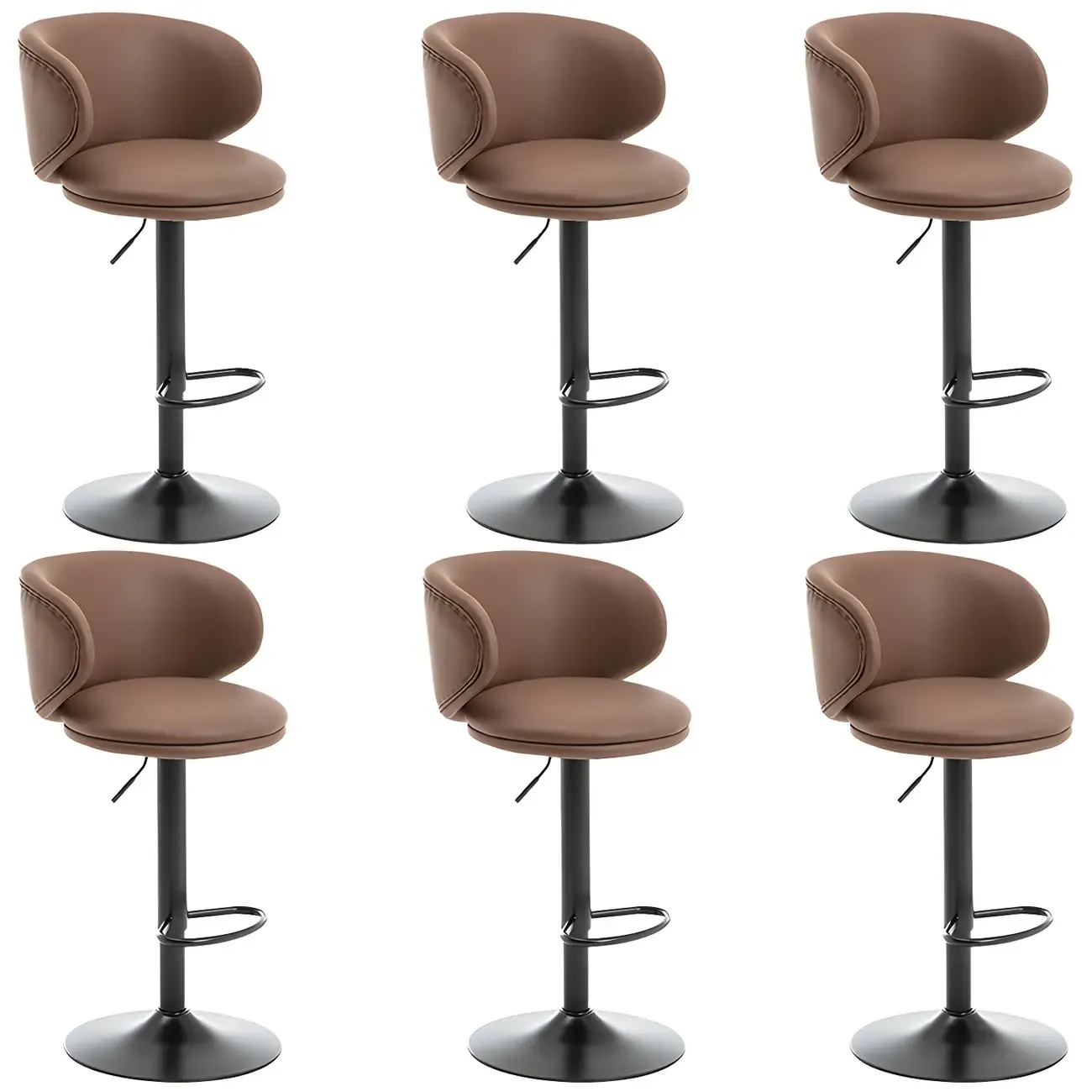 Traditional Upholstered Bar Stools with Height-Adjustable Seat Image - 27