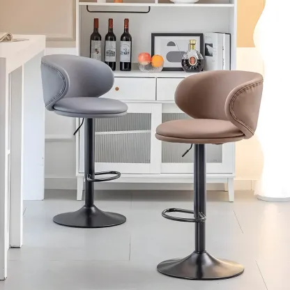 Traditional Upholstered Bar Stools with Height-Adjustable Seat Image - 28