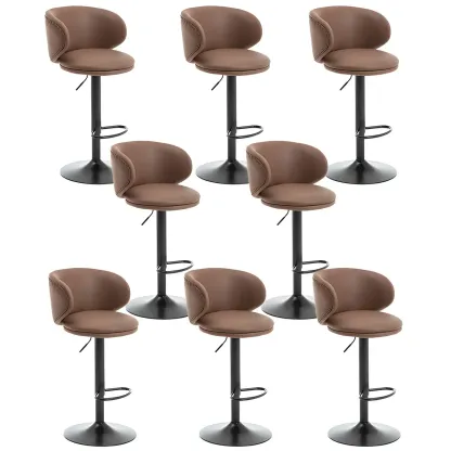 Traditional Upholstered Bar Stools with Height-Adjustable Seat Image - 29