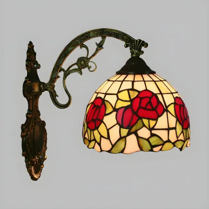 Vintage Tiffany Stained Glass Wall Light Floral Design Image - 8