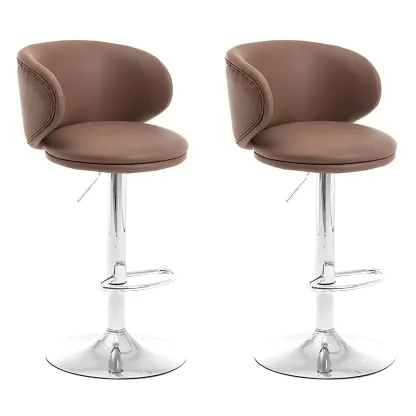 Traditional Upholstered Bar Stools with Height-Adjustable Seat Image - 32