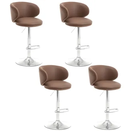 Traditional Upholstered Bar Stools with Height-Adjustable Seat Image - 33