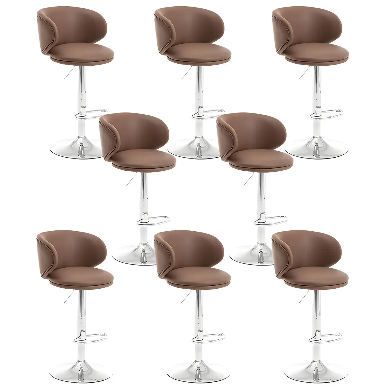 Traditional Upholstered Bar Stools with Height-Adjustable Seat Image - 35