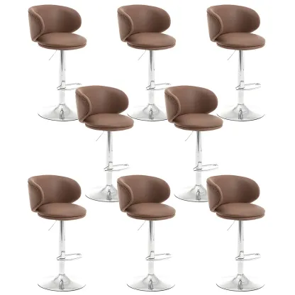 Traditional Upholstered Bar Stools with Height-Adjustable Seat Image - 35