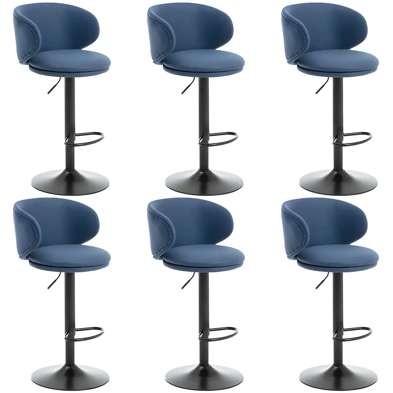 Traditional Upholstered Bar Stools with Height-Adjustable Seat Image - 39