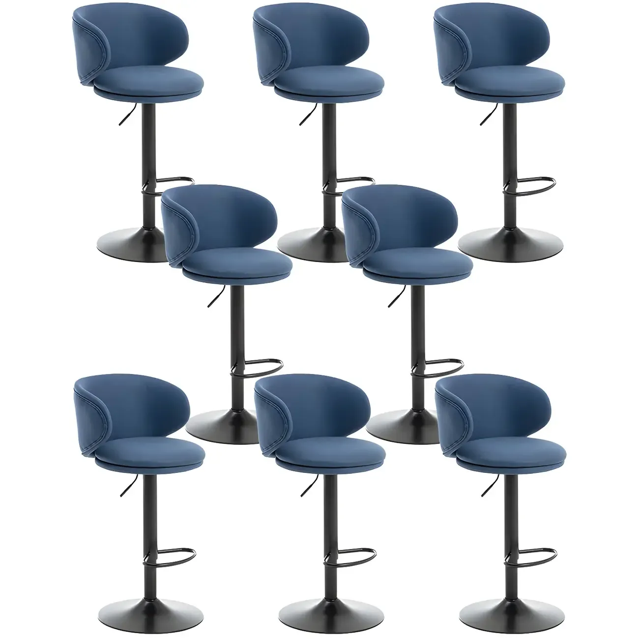 Traditional Upholstered Bar Stools with Height-Adjustable Seat Image - 40