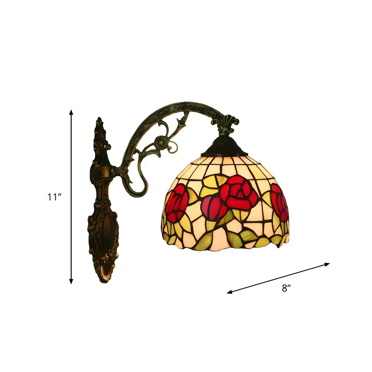Vintage Tiffany Stained Glass Wall Light Floral Design Image - 9