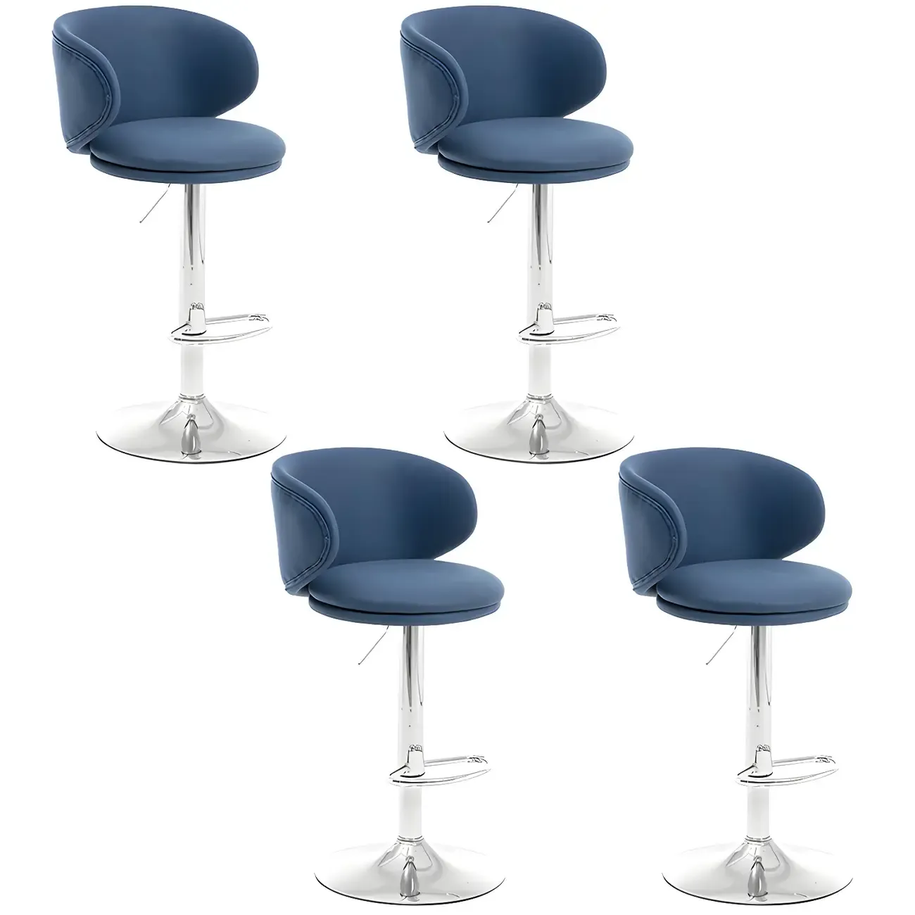 Traditional Upholstered Bar Stools with Height-Adjustable Seat Image - 43
