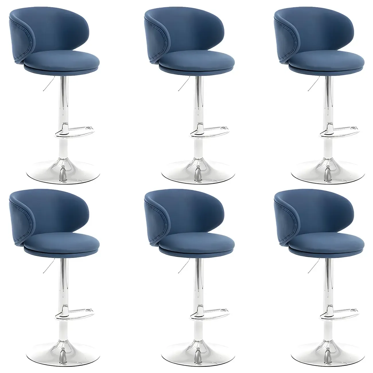 Traditional Upholstered Bar Stools with Height-Adjustable Seat Image - 44