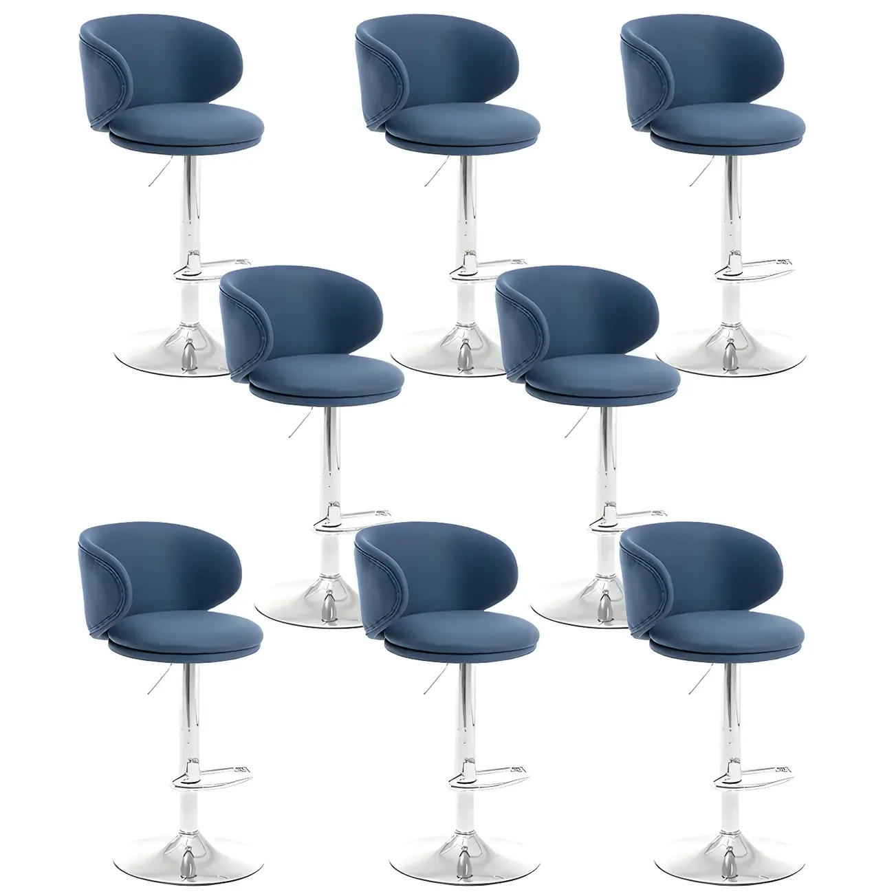 Traditional Upholstered Bar Stools with Height-Adjustable Seat Image - 45