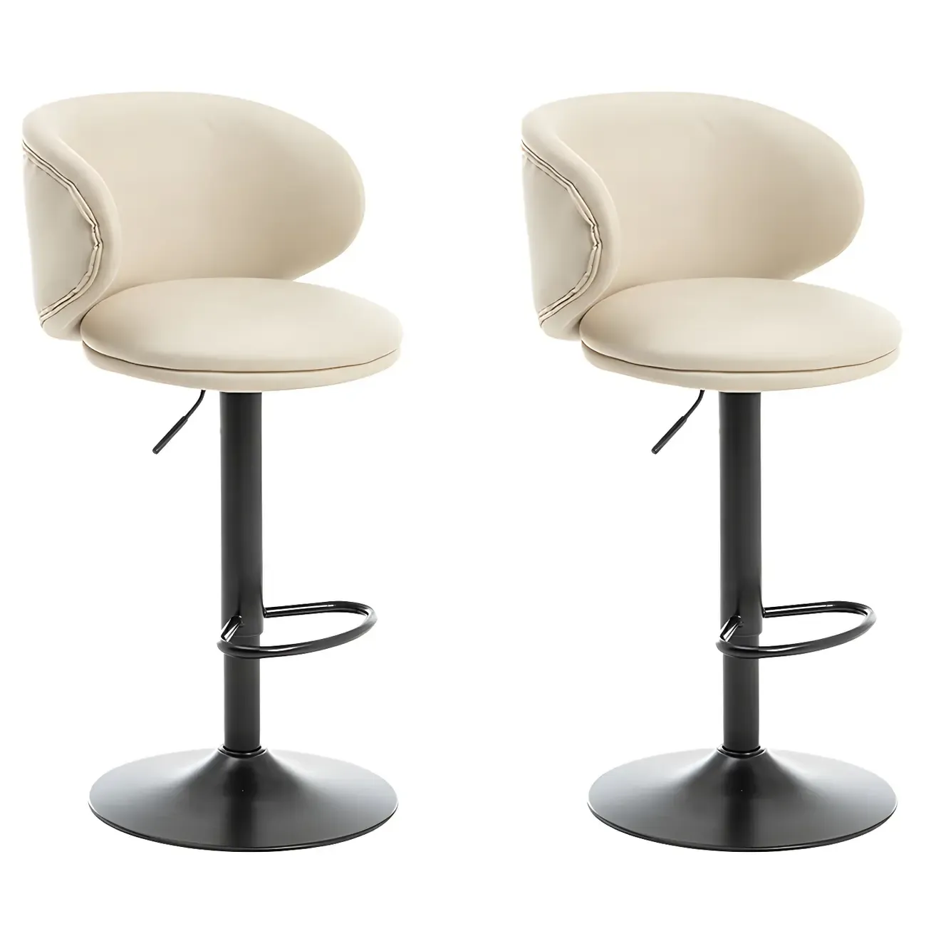Traditional Upholstered Bar Stools with Height-Adjustable Seat Image - 47