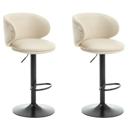 Traditional Upholstered Bar Stools with Height-Adjustable Seat Image - 47