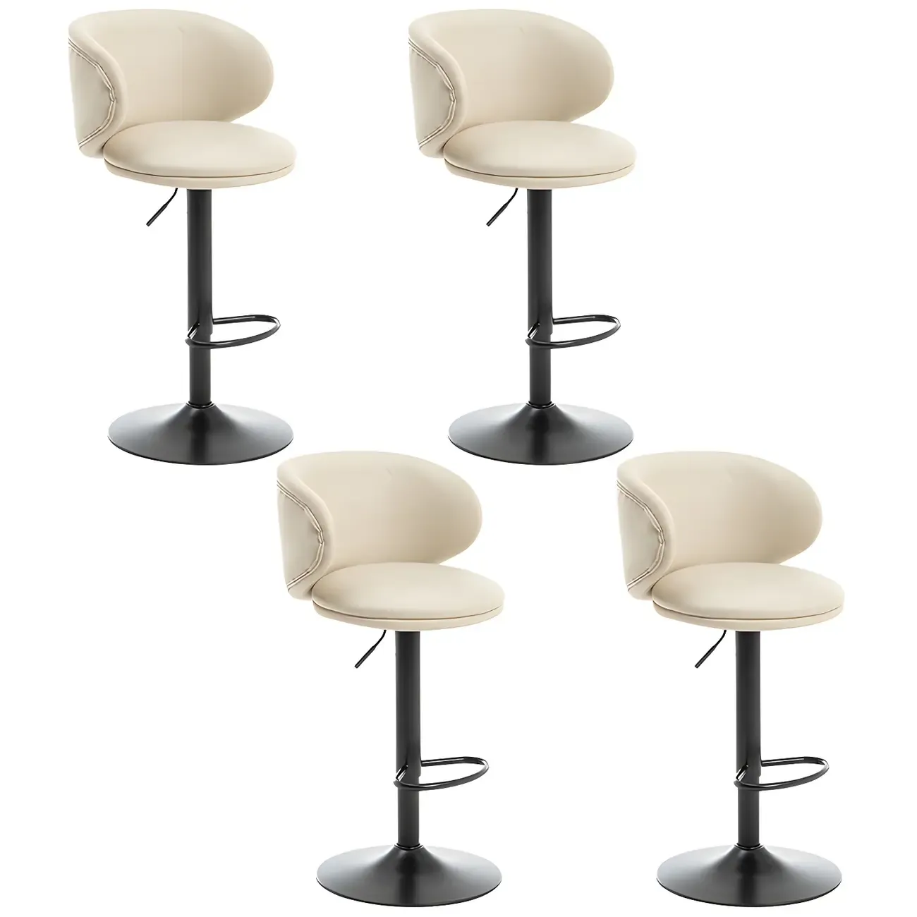 Traditional Upholstered Bar Stools with Height-Adjustable Seat Image - 48