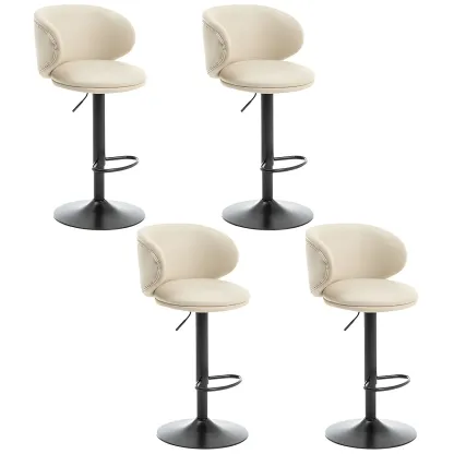Traditional Upholstered Bar Stools with Height-Adjustable Seat Image - 48