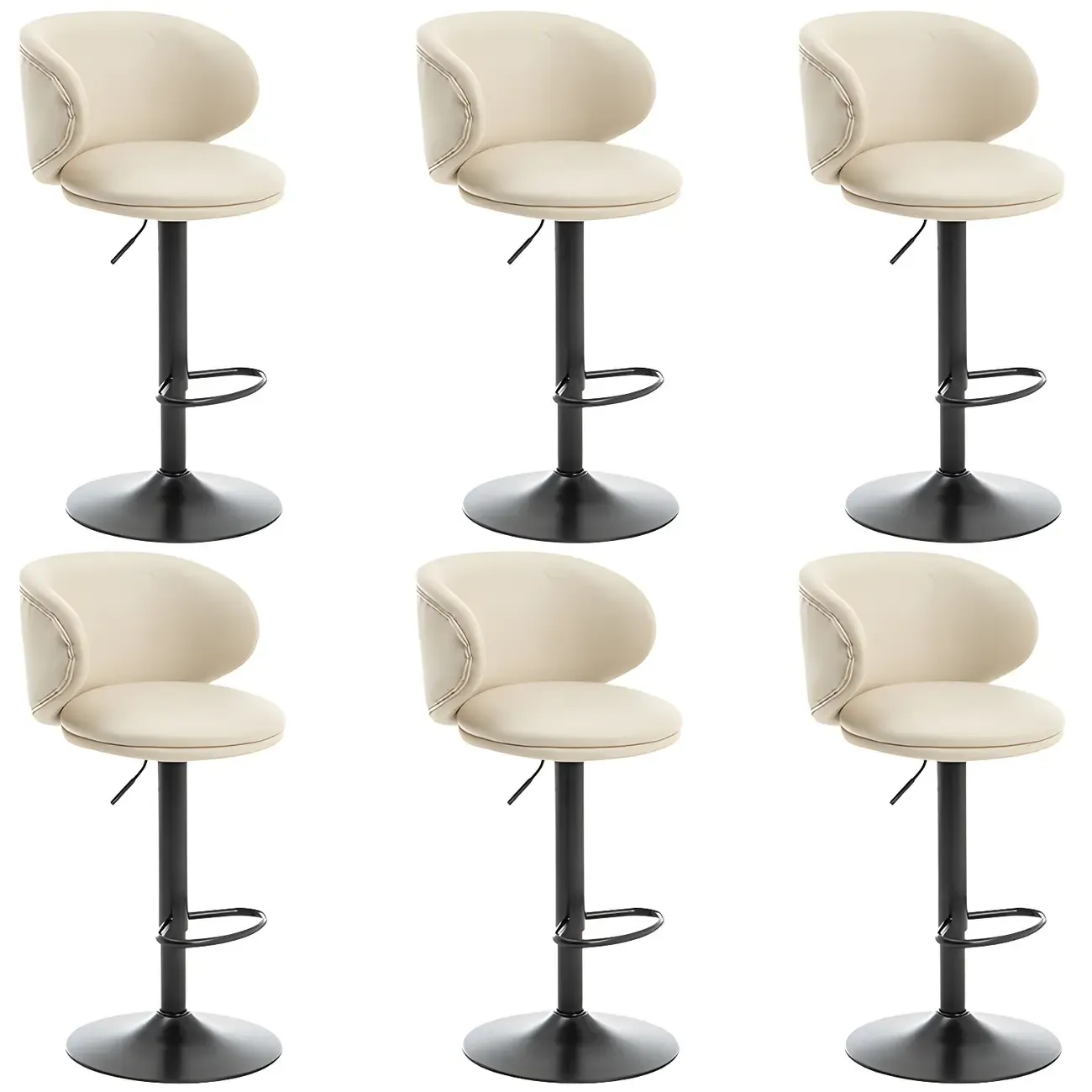Traditional Upholstered Bar Stools with Height-Adjustable Seat Image - 49