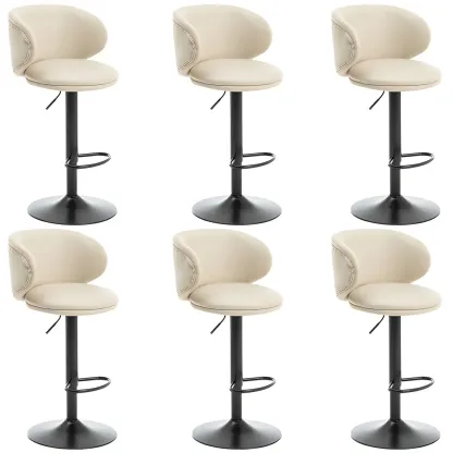Traditional Upholstered Bar Stools with Height-Adjustable Seat Image - 49
