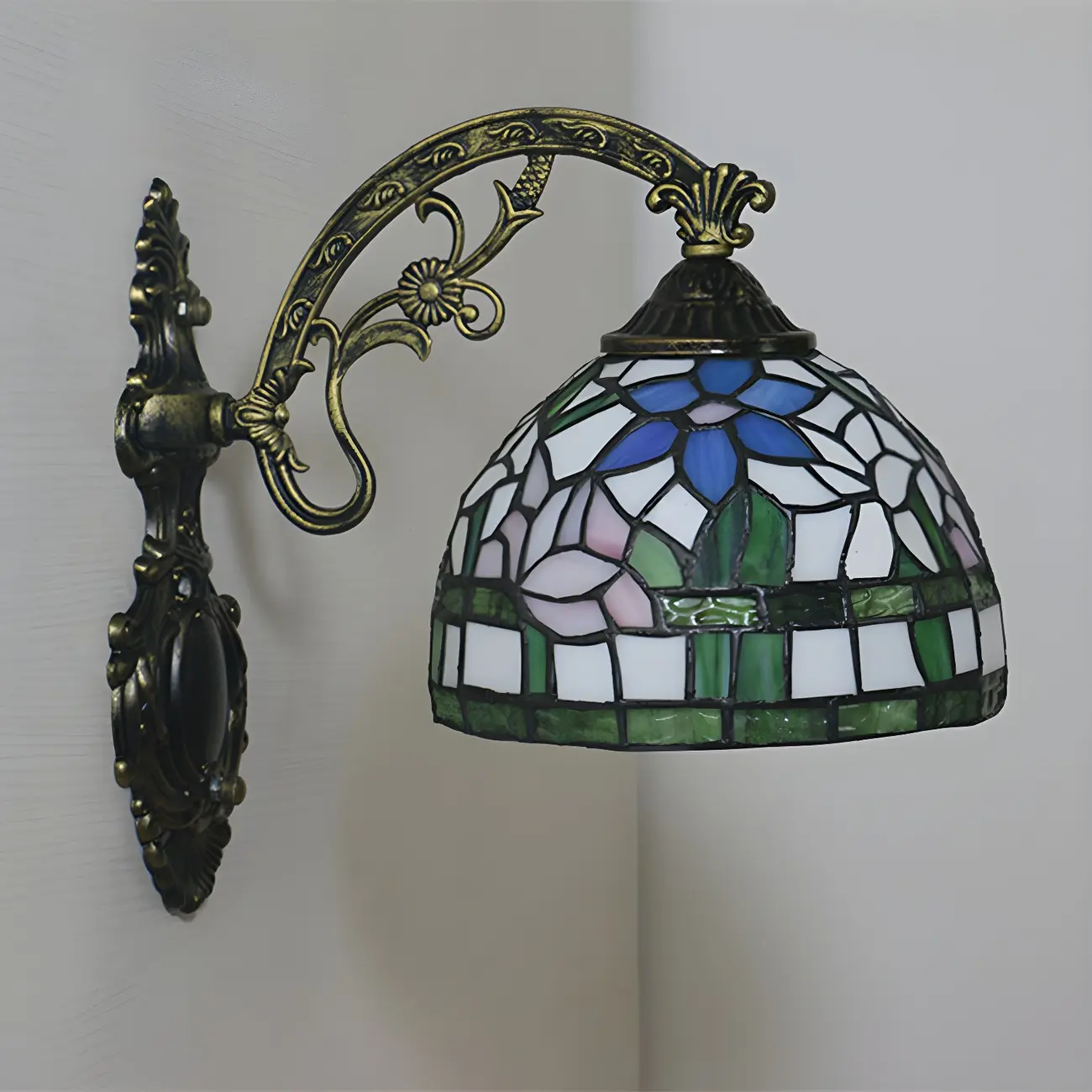Vintage Tiffany Stained Glass Wall Light Floral Design Image - 11 | homeyfad