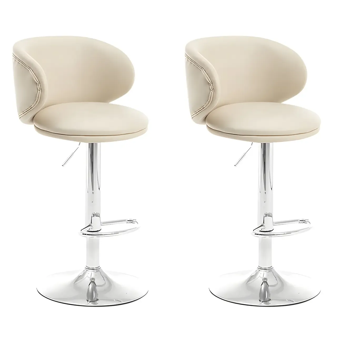 Traditional Upholstered Bar Stools with Height-Adjustable Seat Image - 52