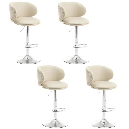 Traditional Upholstered Bar Stools with Height-Adjustable Seat Image - 53