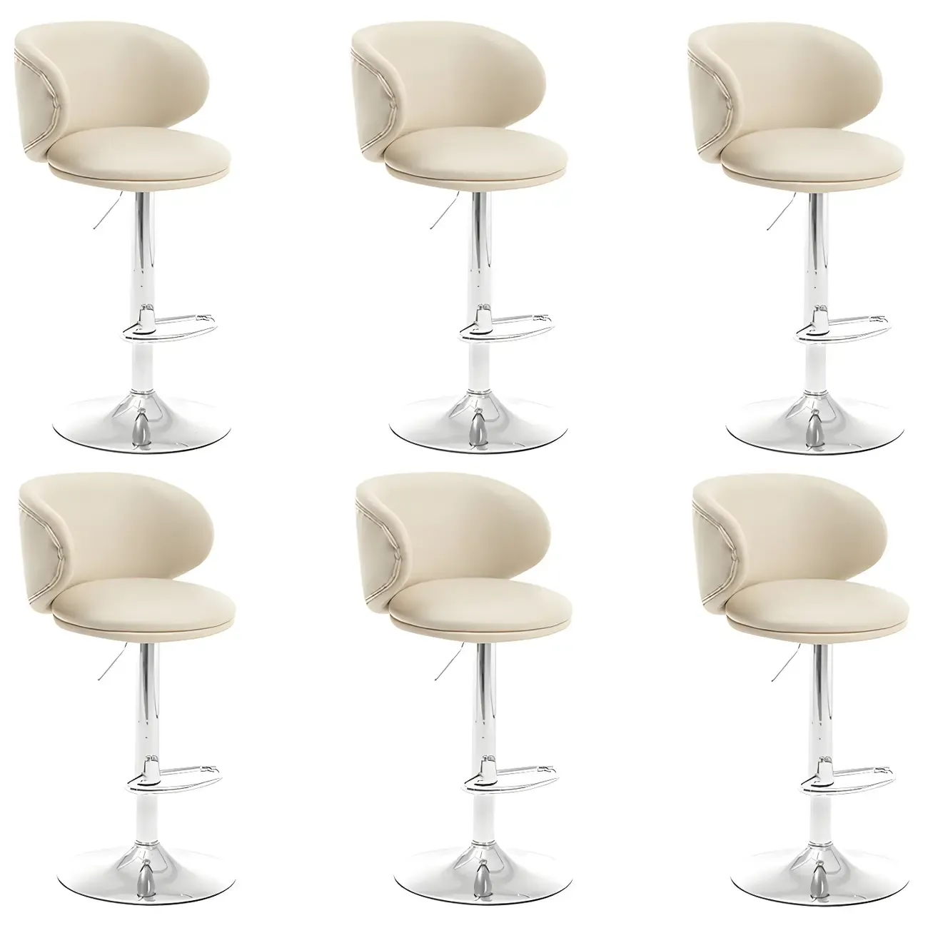 Traditional Upholstered Bar Stools with Height-Adjustable Seat Image - 54