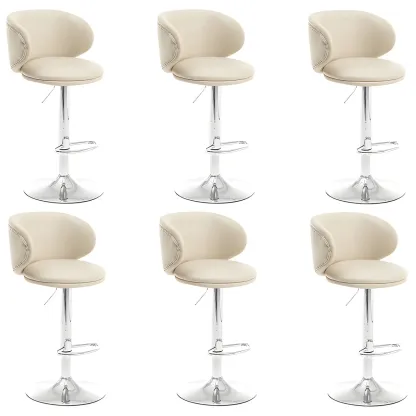 Traditional Upholstered Bar Stools with Height-Adjustable Seat Image - 54