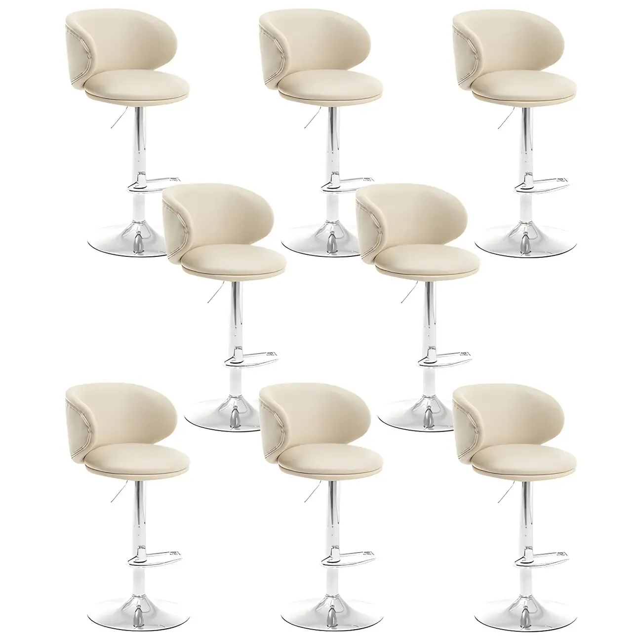 Traditional Upholstered Bar Stools with Height-Adjustable Seat Image - 55