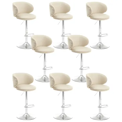 Traditional Upholstered Bar Stools with Height-Adjustable Seat Image - 55
