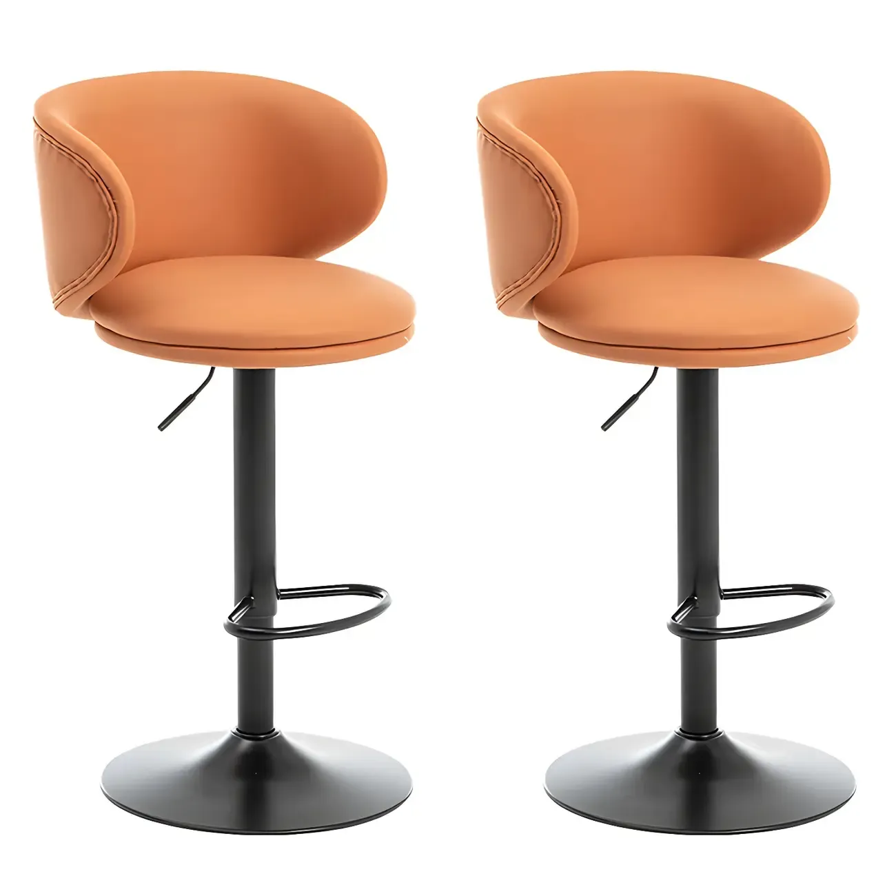 Traditional Upholstered Bar Stools with Height-Adjustable Seat Image - 57