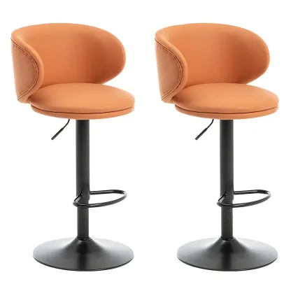 Traditional Upholstered Bar Stools with Height-Adjustable Seat Image - 57