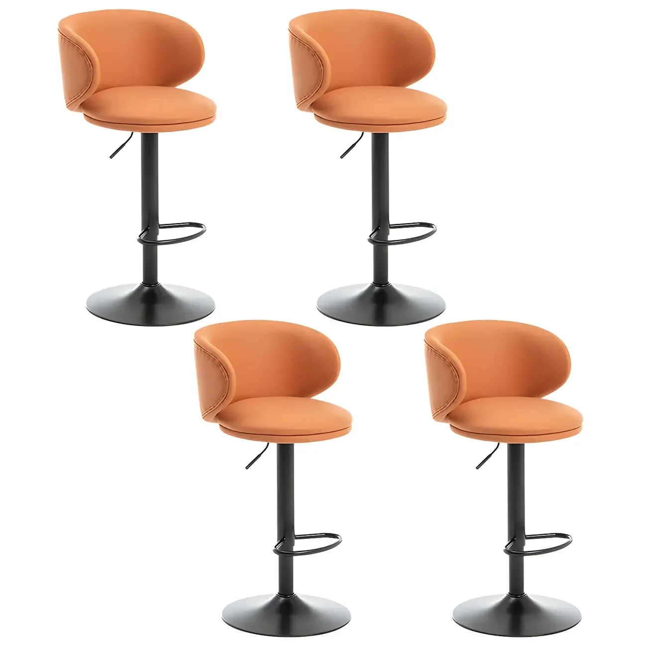 Traditional Upholstered Bar Stools with Height-Adjustable Seat Image - 58
